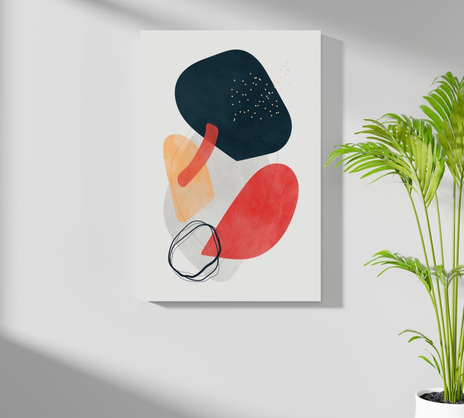 Navy And Red Organic Blobs Abstract Aluminum Print