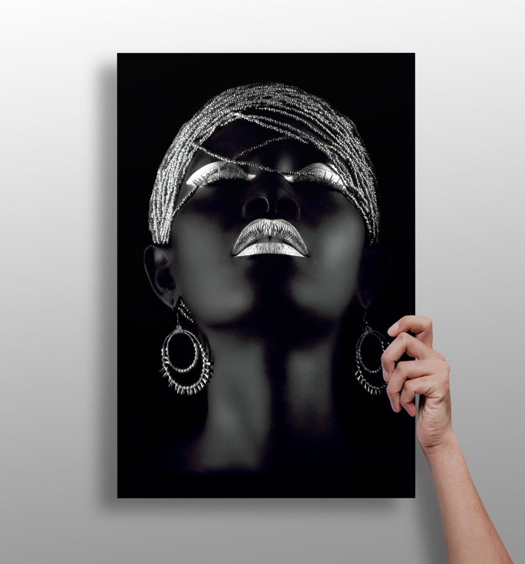 Silver Beaded Headwrap Aluminum Print