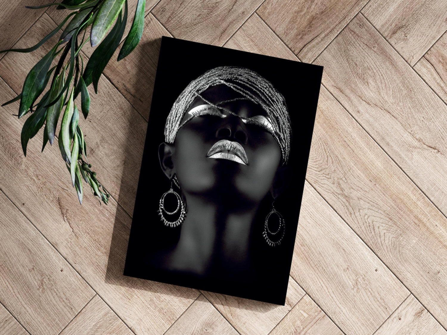 Silver Beaded Headwrap Aluminum Print