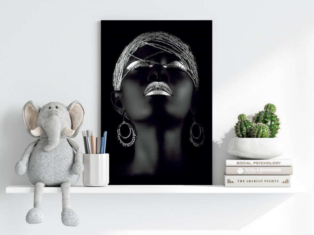 Silver Beaded Headwrap Aluminum Print