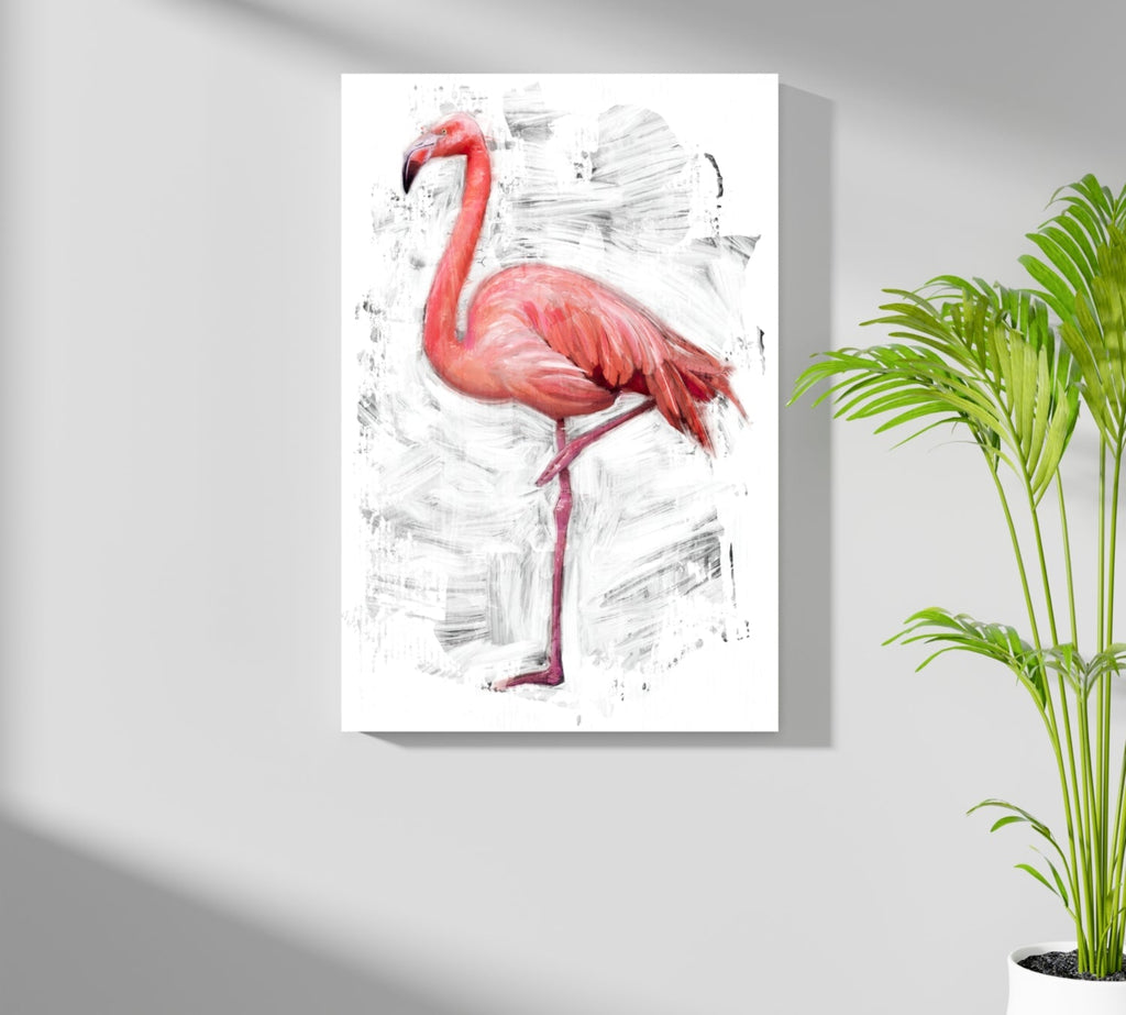Painted Flamingo White Brushstroke Aluminum Print