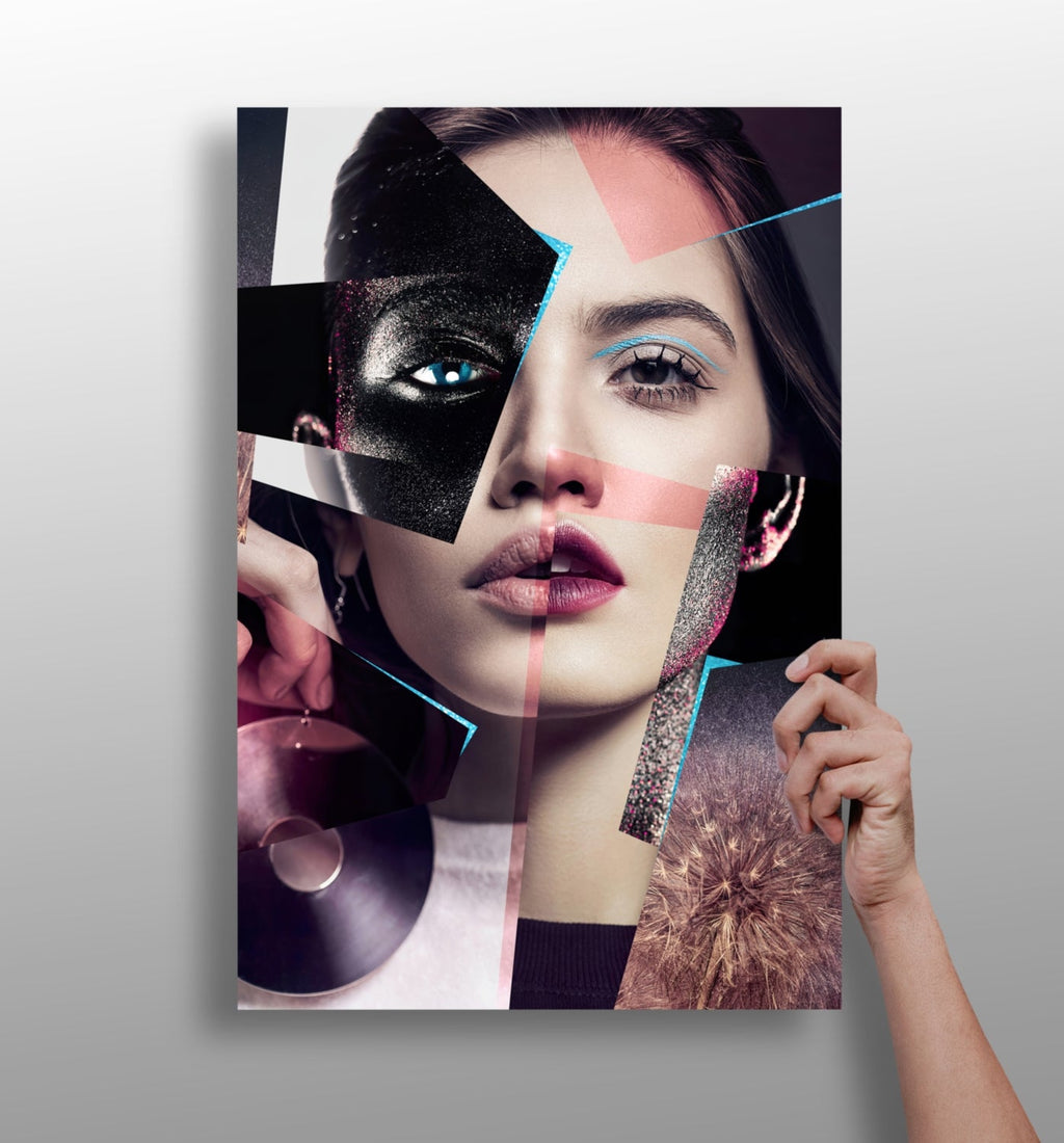 Fragmented Face Collage Aluminum Print