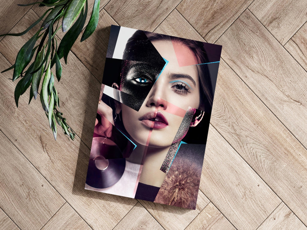 Fragmented Face Collage Aluminum Print