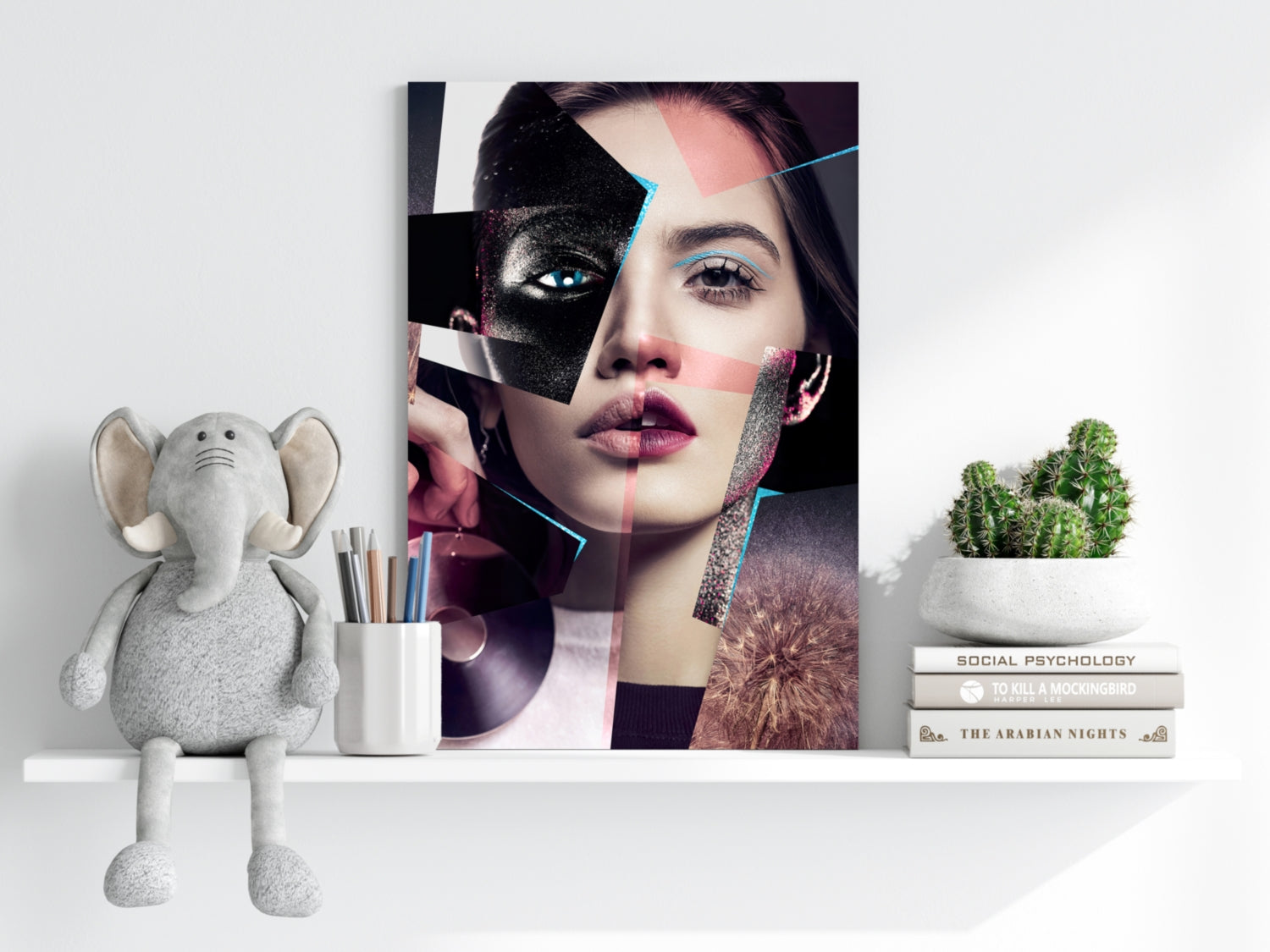 Fragmented Face Collage Aluminum Print