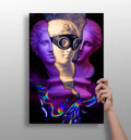 Purple Split Bust Gas Mask Aluminum Print