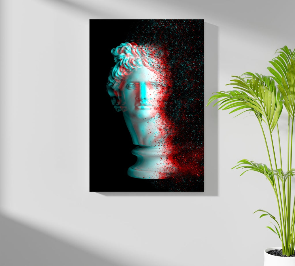 Anaglyph Glitch Statue Head Aluminum Print