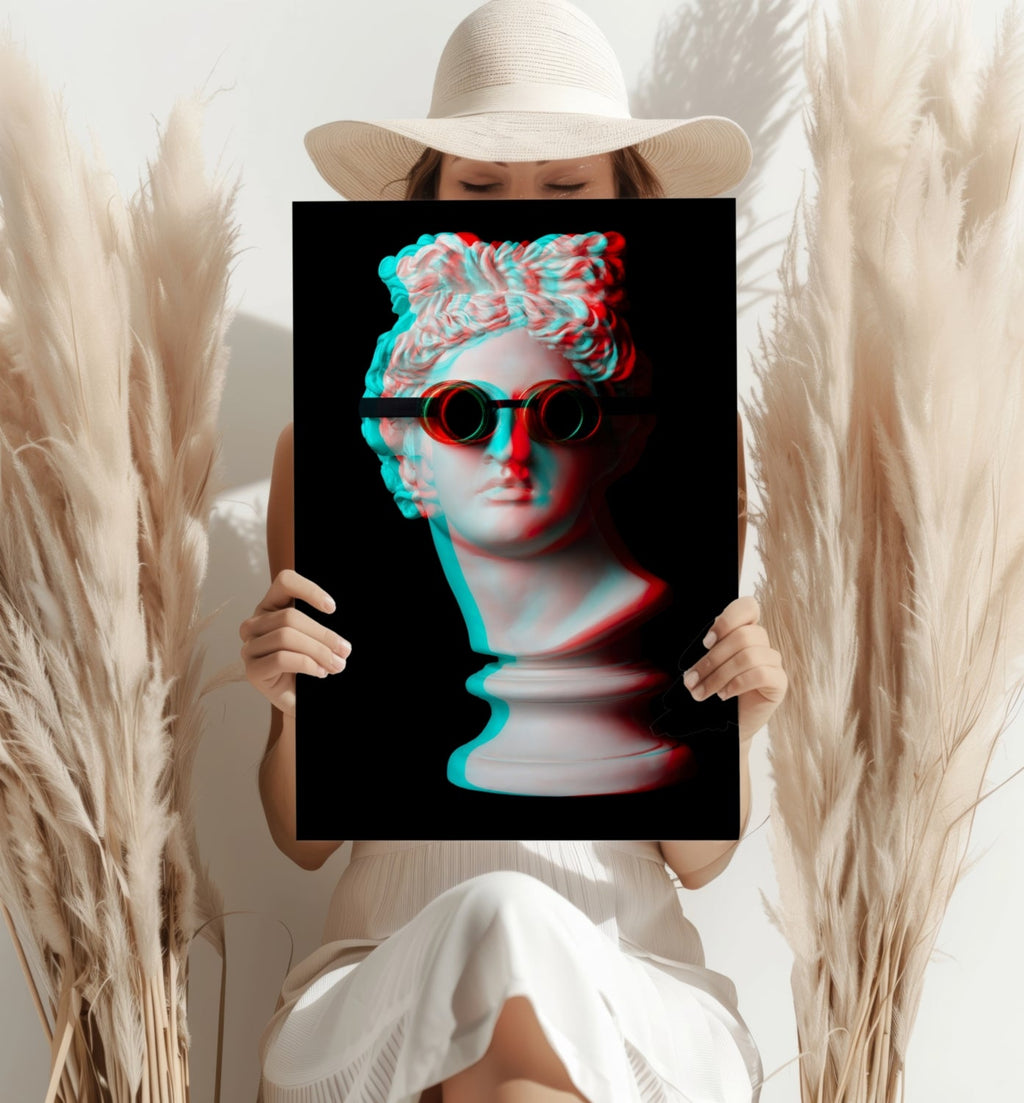 Statue with Round Goggles Aluminum Print