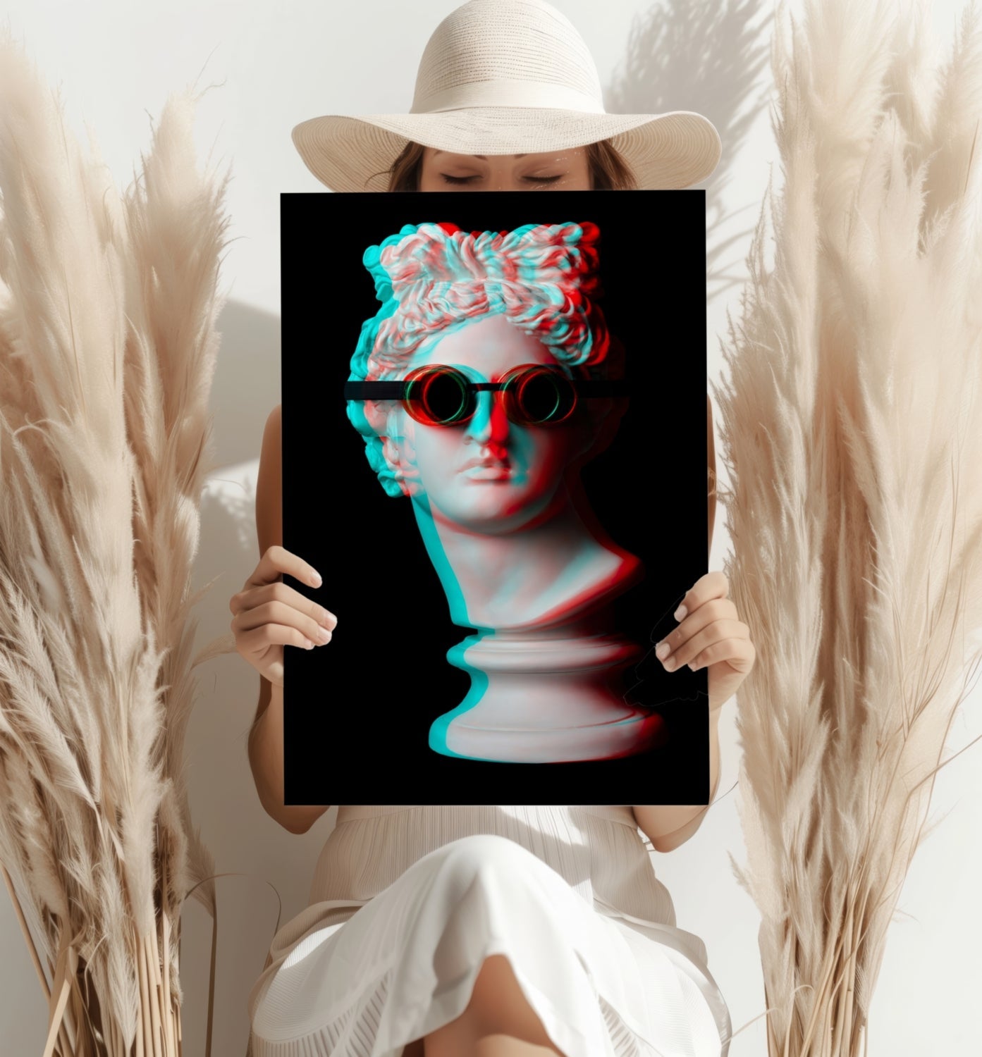 Statue with Round Goggles Aluminum Print