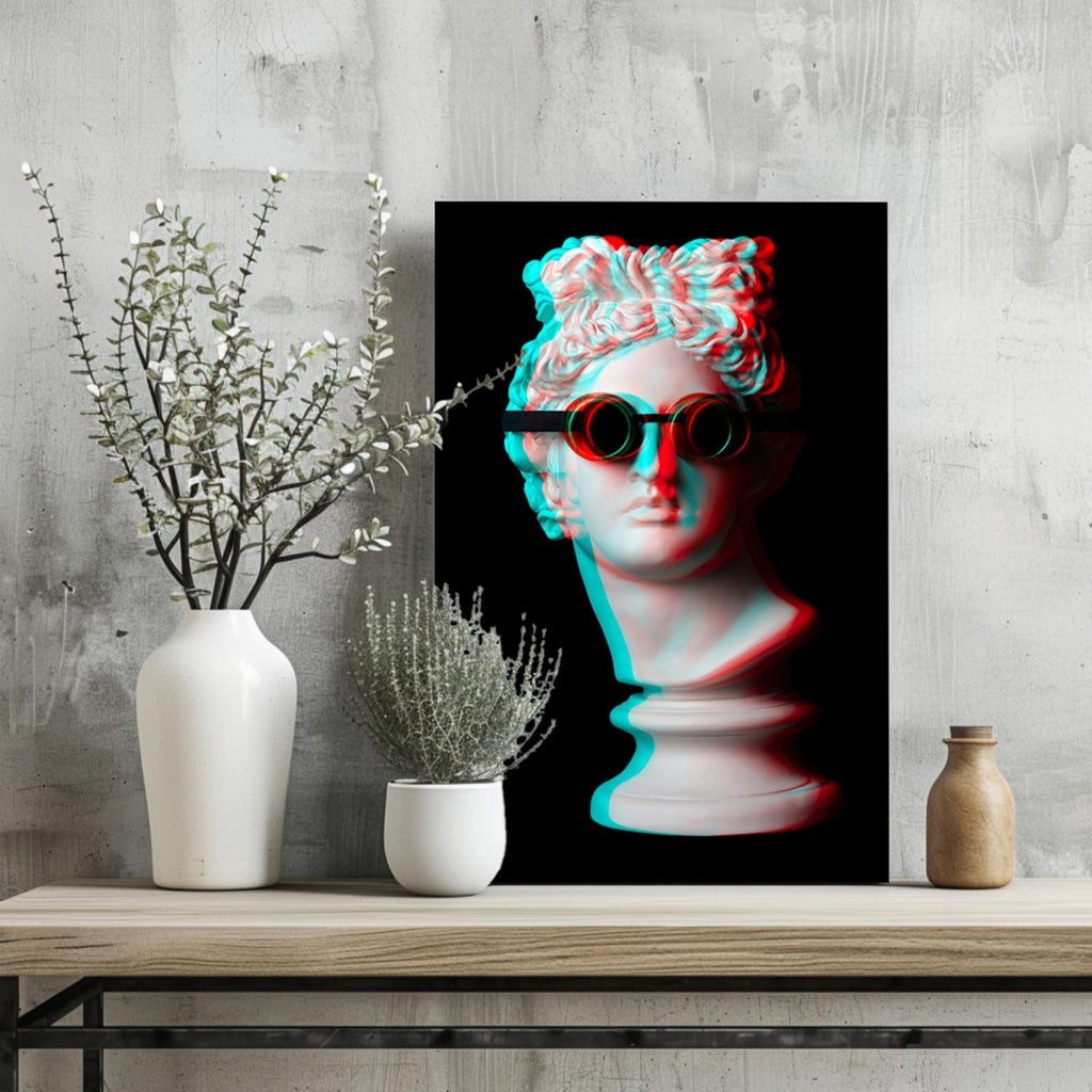 Statue with Round Goggles Aluminum Print