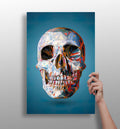 Low Poly Crystal Skull on Blue Aluminum Print