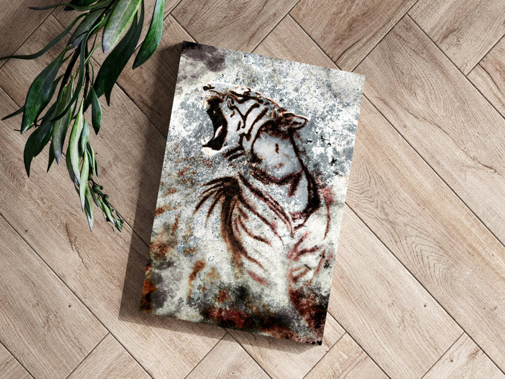 Cave Painting Roaring Tiger Aluminum Print