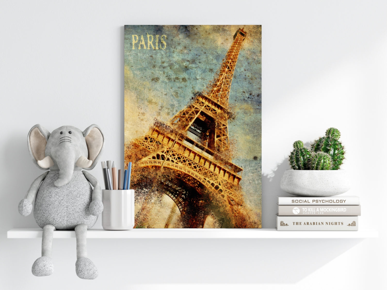 Vintage Grunge Golden Paris Tower Aluminum Print