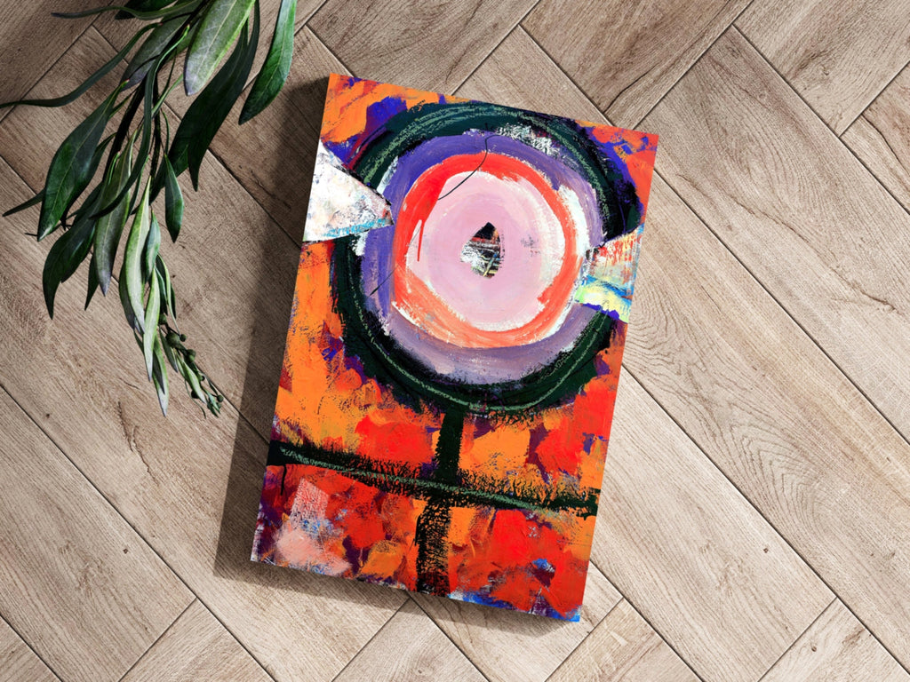 Orange Abstract Circle Totem Aluminum Print