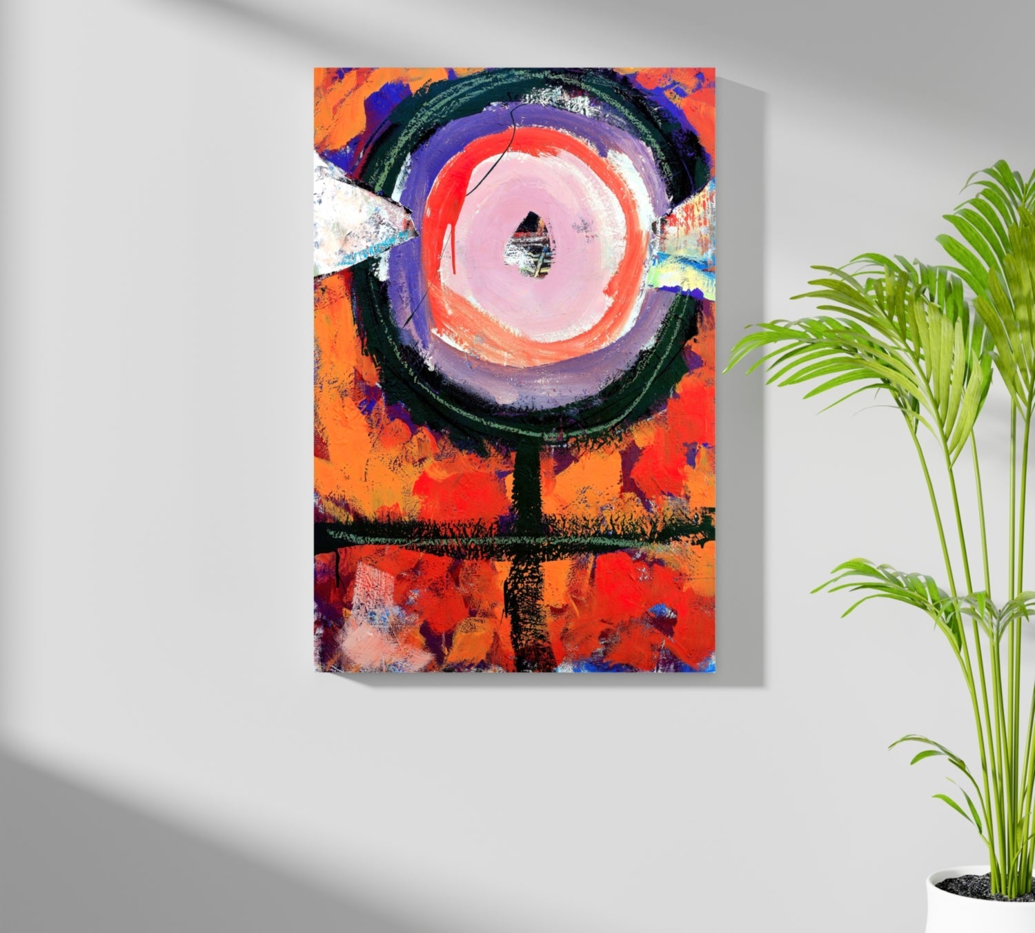 Orange Abstract Circle Totem Aluminum Print