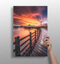 Fiery Sky Waterfront Boardwalk Pier Aluminum Print