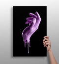 Purple Dripping Paint Hand Black Aluminum Print