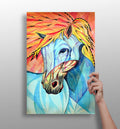 Cubist Fiery Mane Blue Horse Aluminum Print