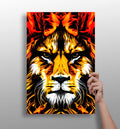 Fiery Flame Lion Face Aluminum Print