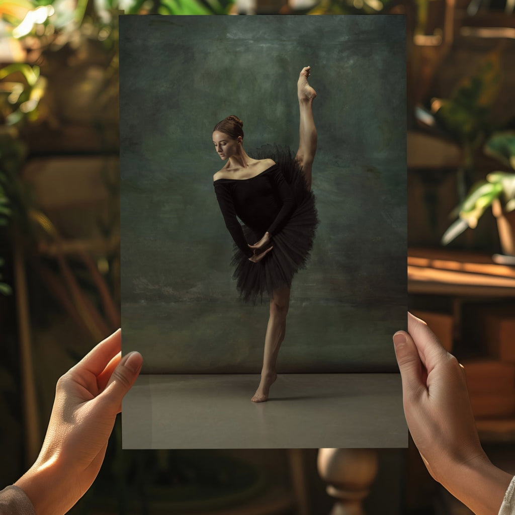 Black Tutu Ballerina Vertical Leg Pose Aluminum Print