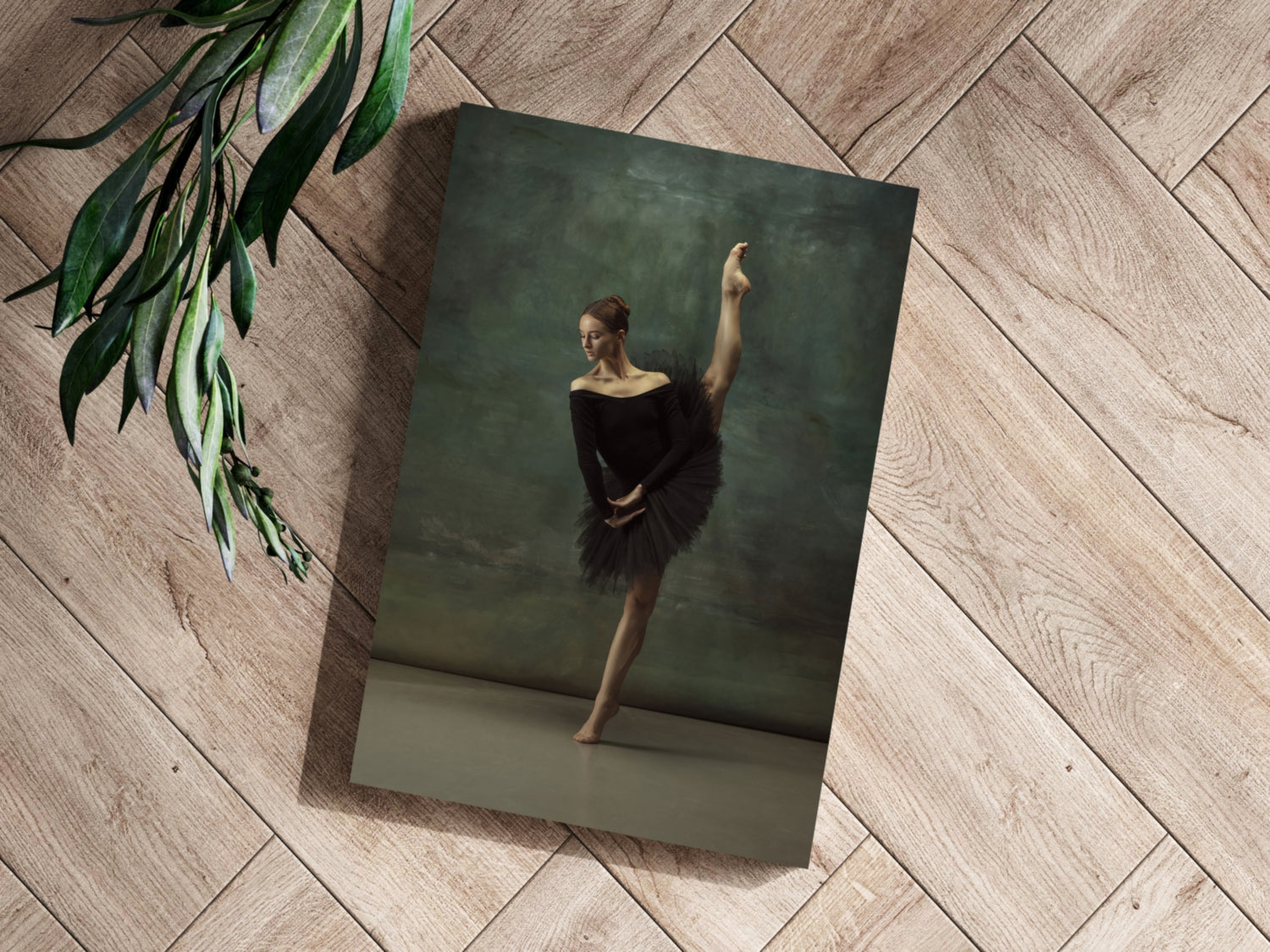 Black Tutu Ballerina Vertical Leg Pose Aluminum Print