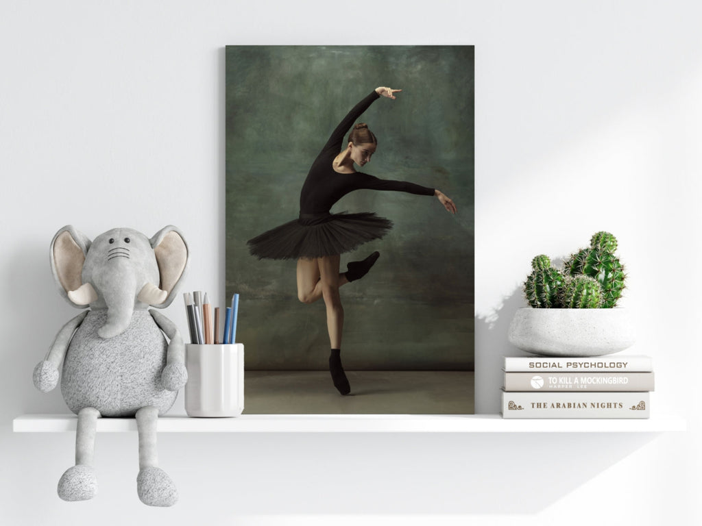Black Tutu Ballerina Arched Arm Pose Aluminum Print