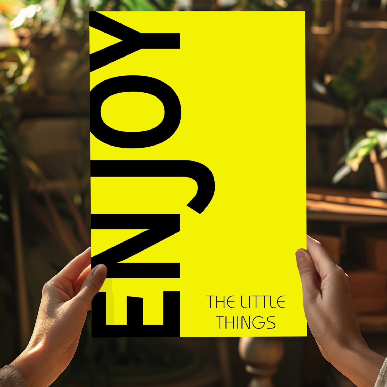 Neon Yellow Enjoy Slogan Aluminum Print