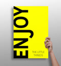Neon Yellow Enjoy Slogan Aluminum Print