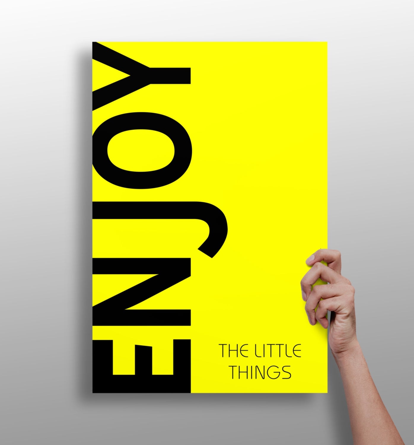 Neon Yellow Enjoy Slogan Aluminum Print