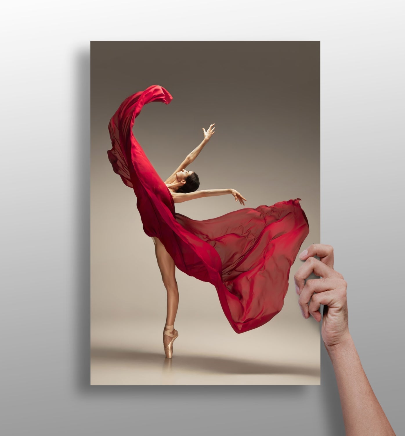 Red Dress Ballerina Pointe Aluminum Print