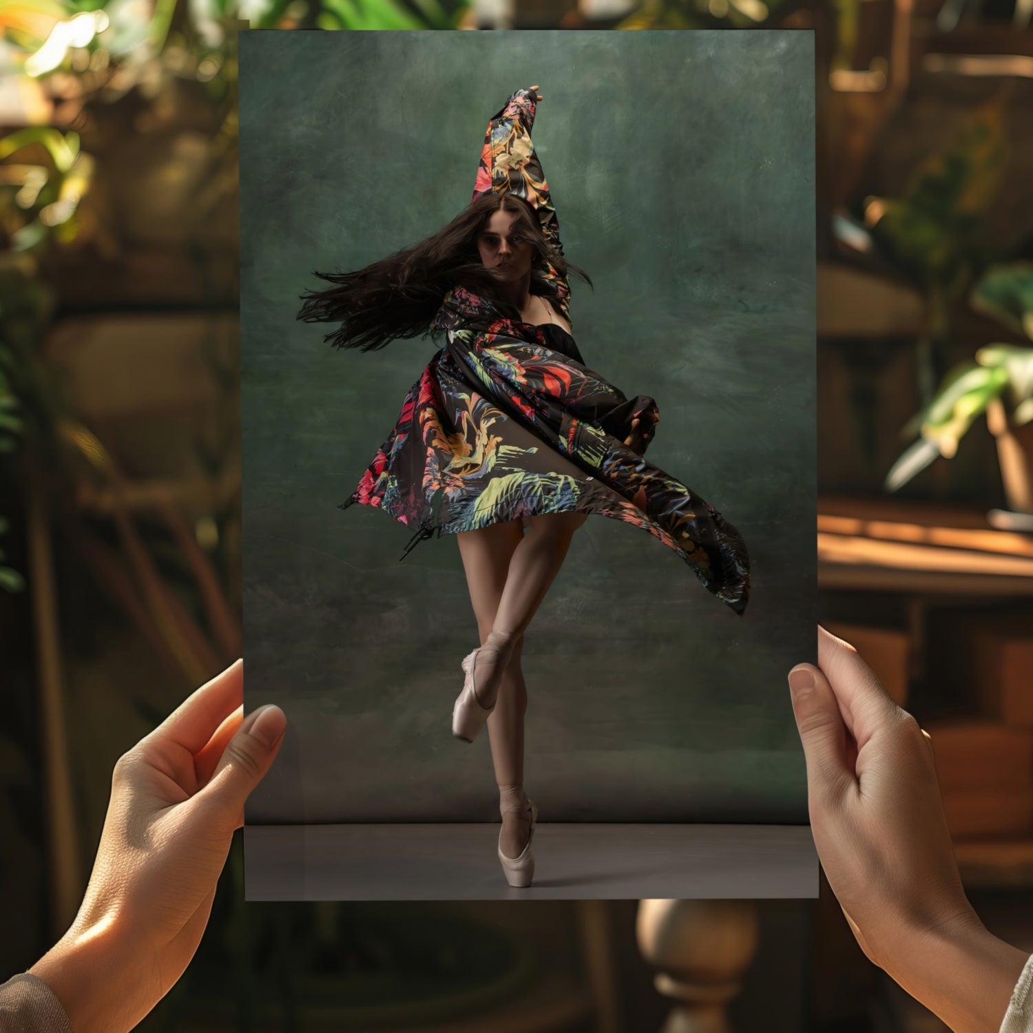 Floral Shawl Ballet Dancer Aluminum Print