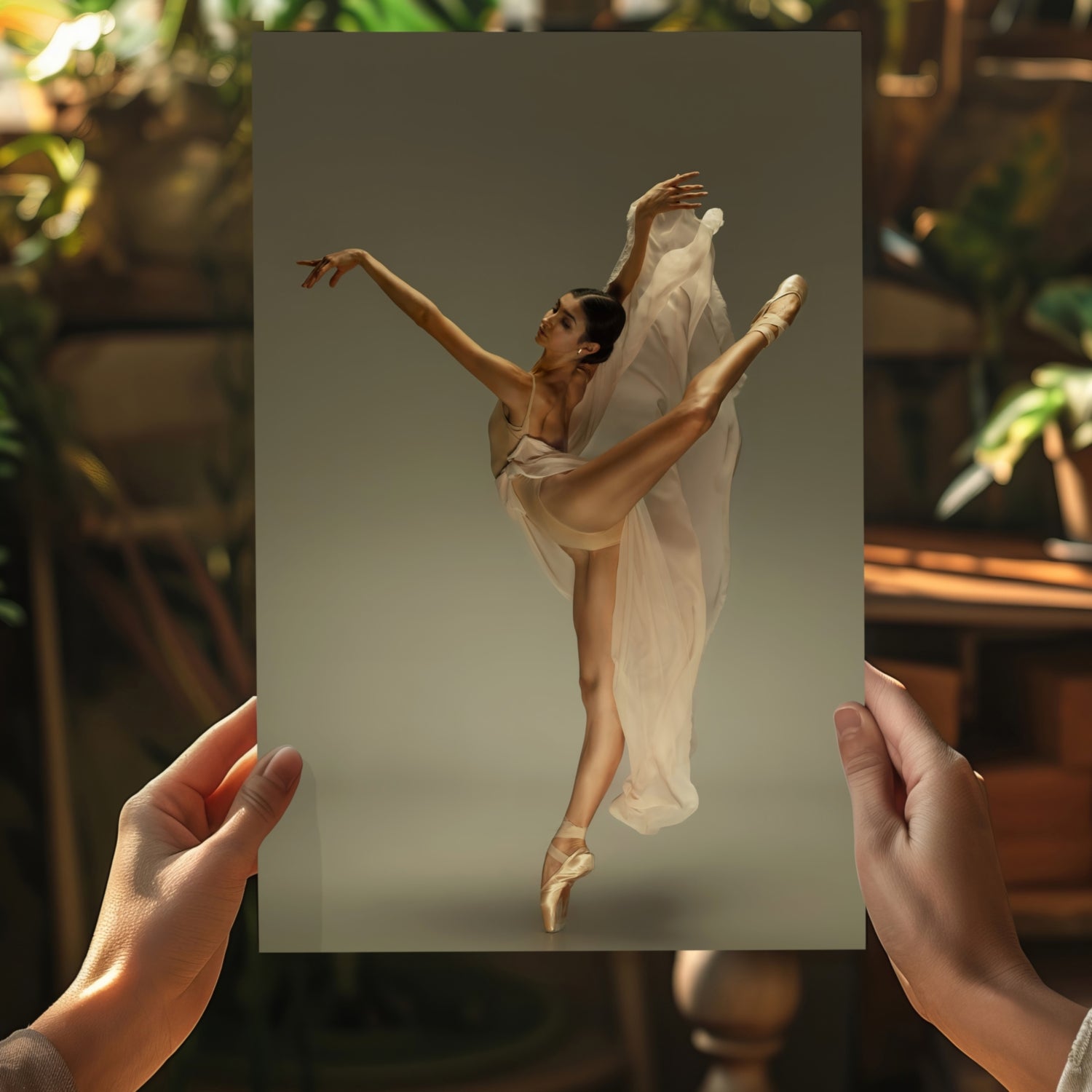 Golden Arabesque Ballerina Aluminum Print
