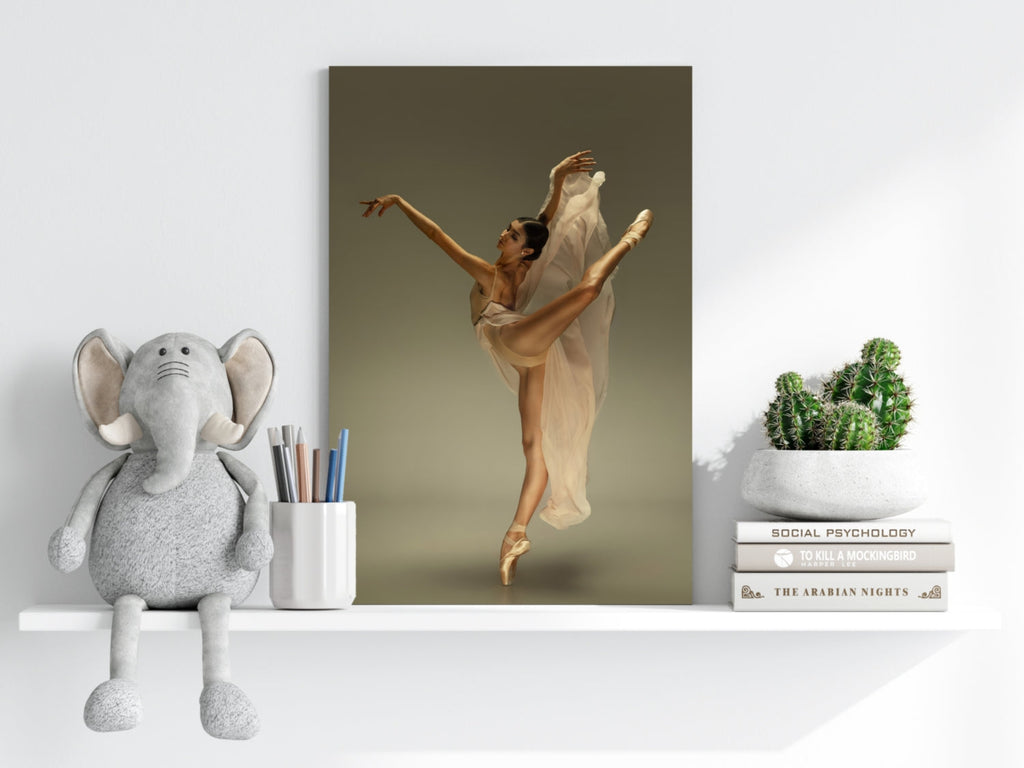 Golden Arabesque Ballerina Aluminum Print