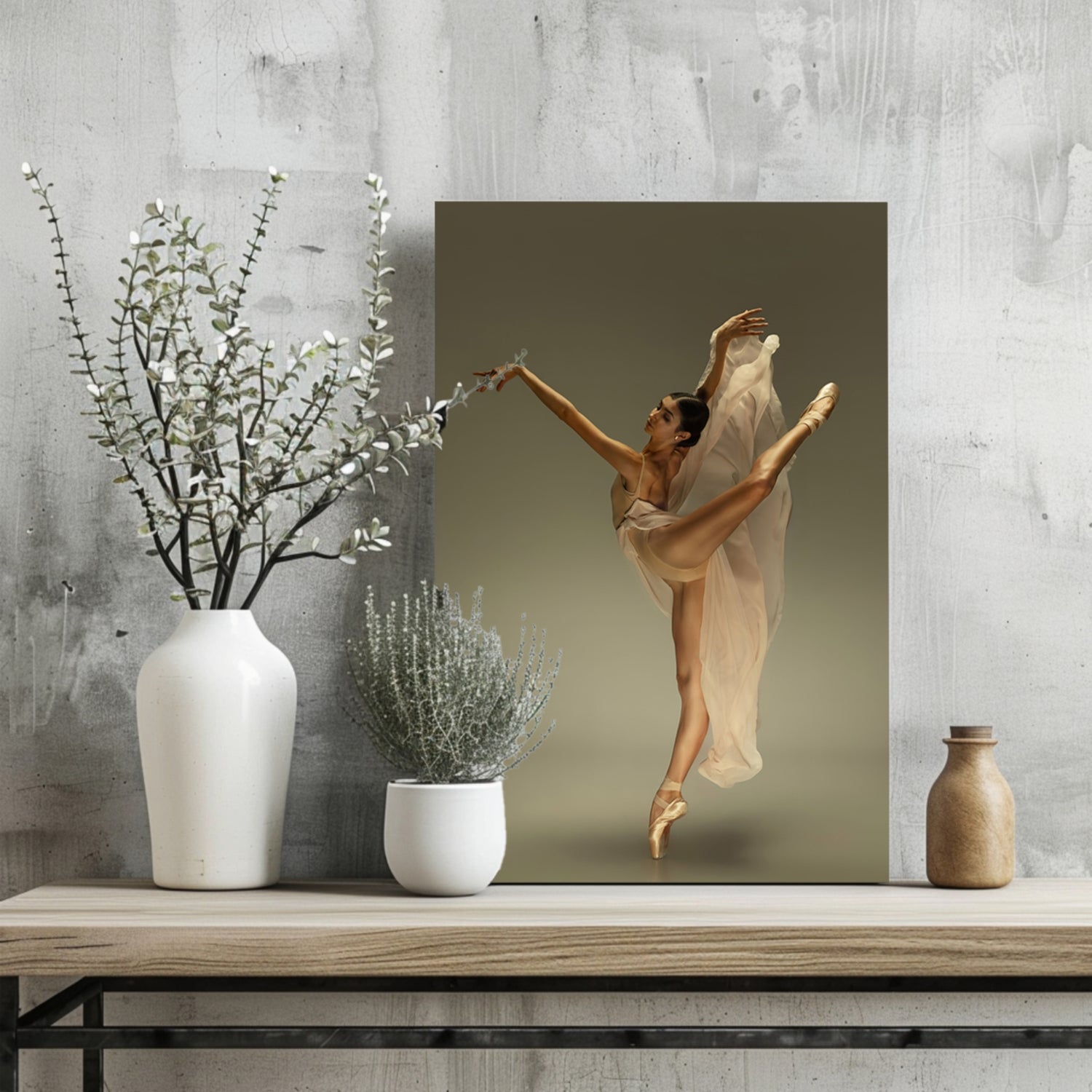 Golden Arabesque Ballerina Aluminum Print
