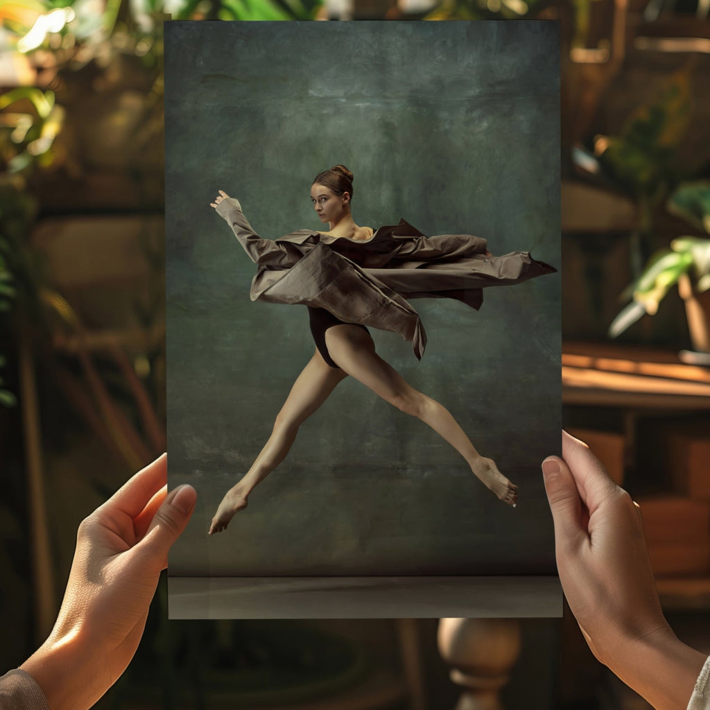 Leaping Dancer Brown Fabric Aluminum Print