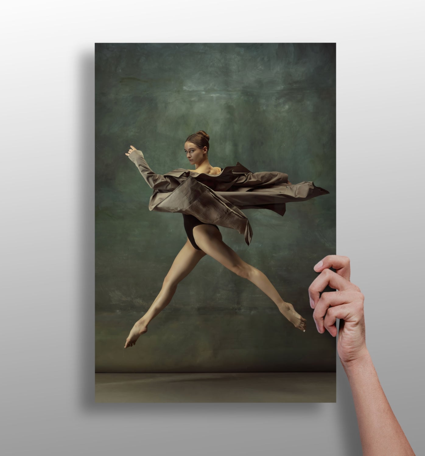 Leaping Dancer Brown Fabric Aluminum Print