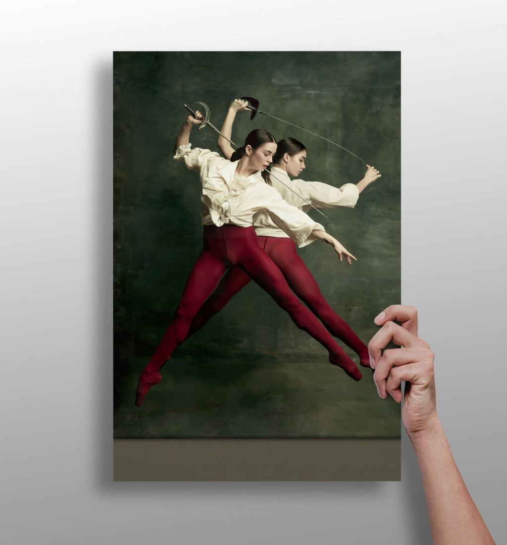 Dueling Dancers Red Tights Aluminum Print