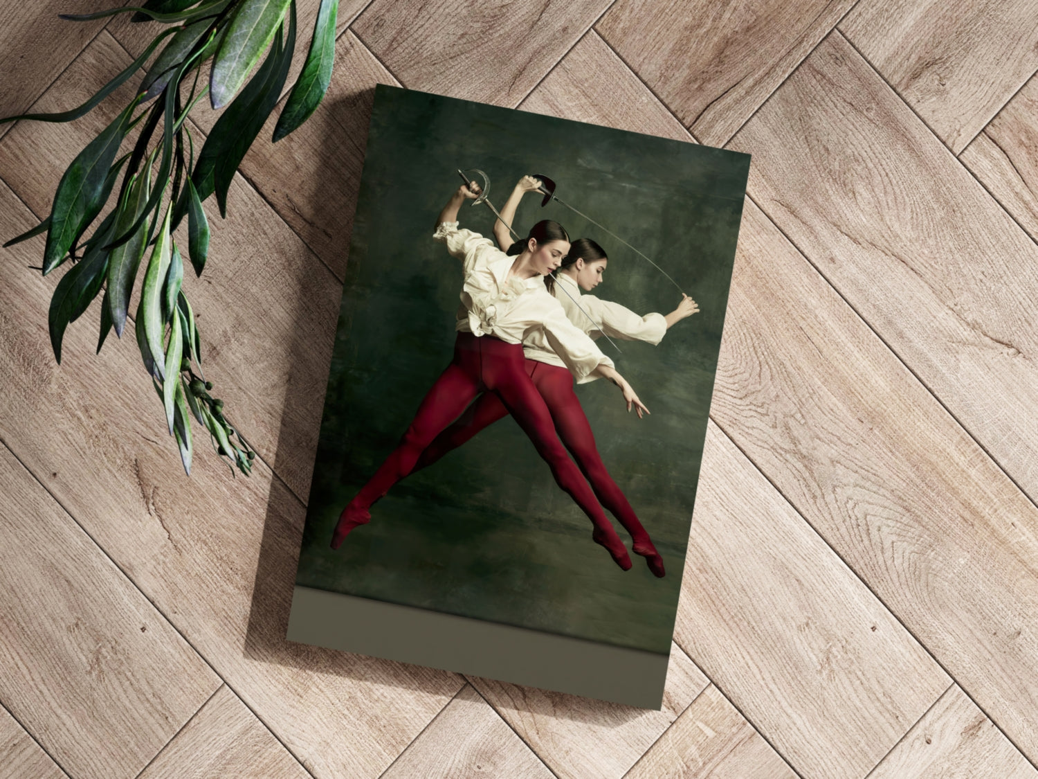 Dueling Dancers Red Tights Aluminum Print