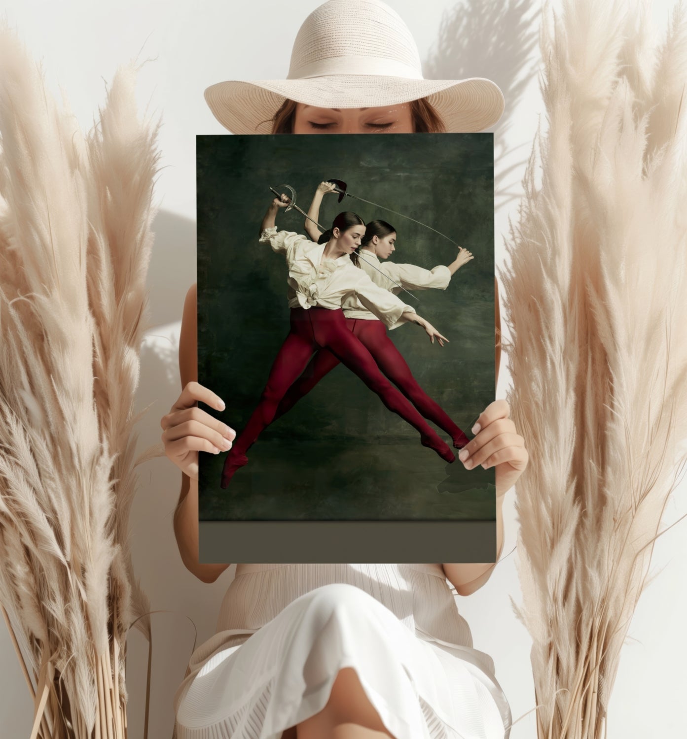 Dueling Dancers Red Tights Aluminum Print