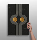 Mirrored Curves Twin Gold Discs Aluminum Print