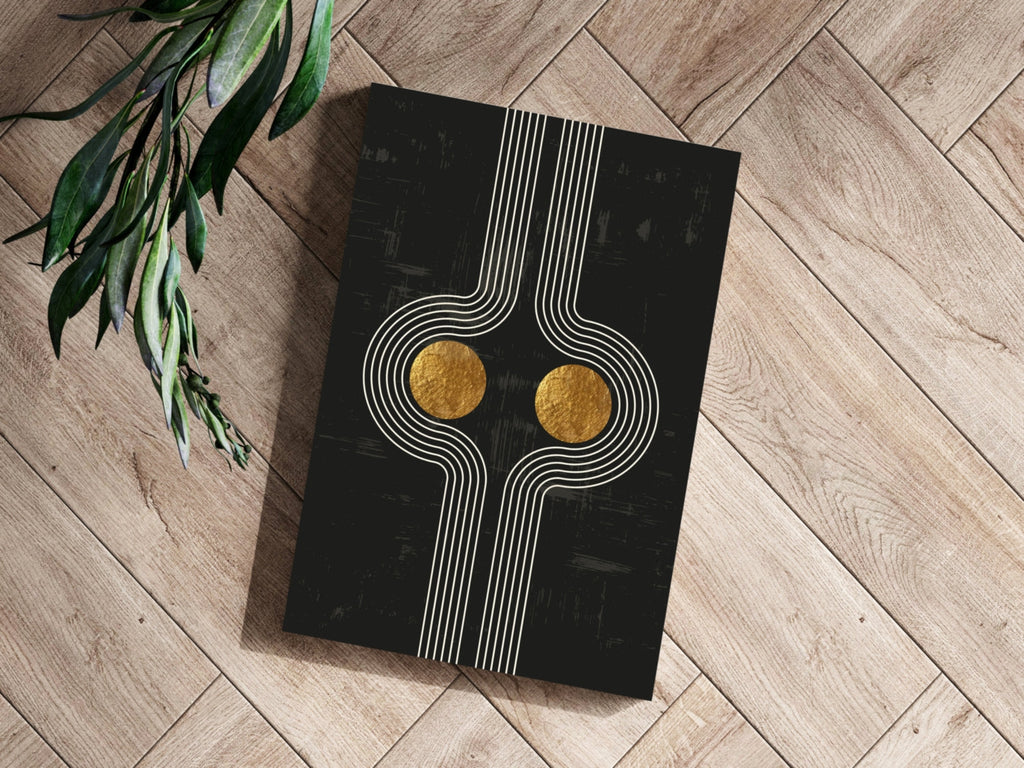 Mirrored Curves Twin Gold Discs Aluminum Print