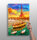 Swans And Rowboat Paris River Aluminum Print