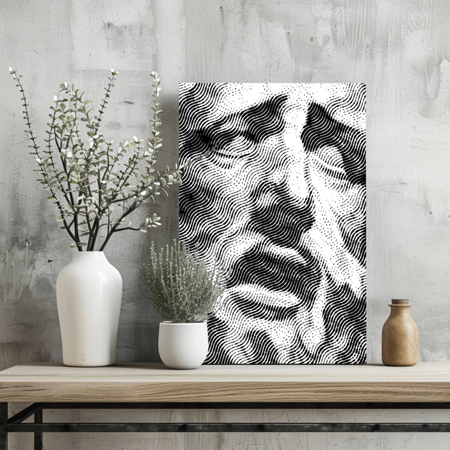 Wavy Line Halftone Face Aluminum Print