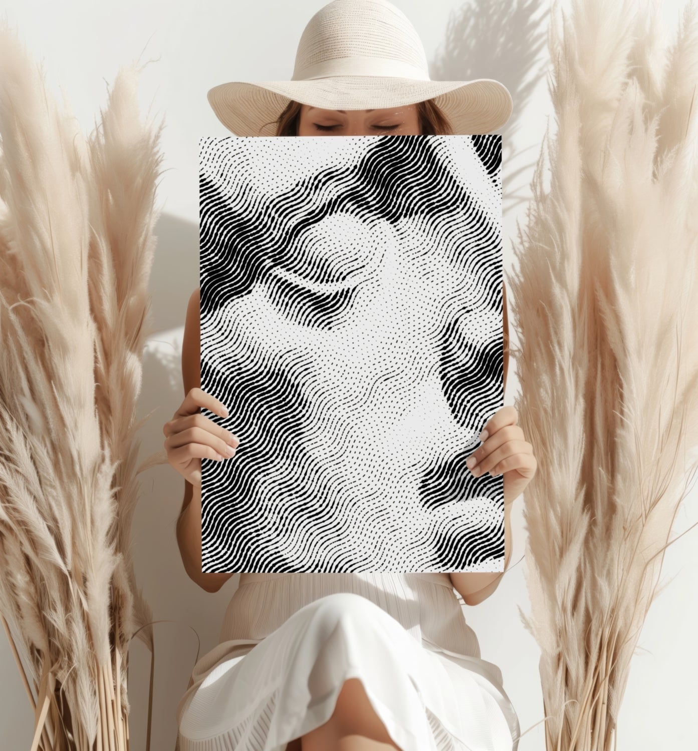 Wavy Line Abstract Torso Aluminum Print