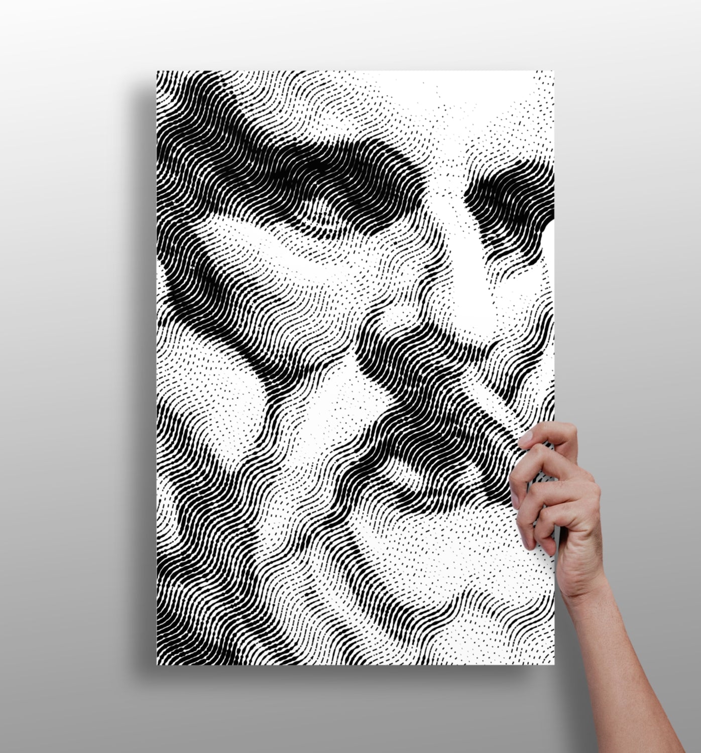 Wavy Line Face Profile Aluminum Print