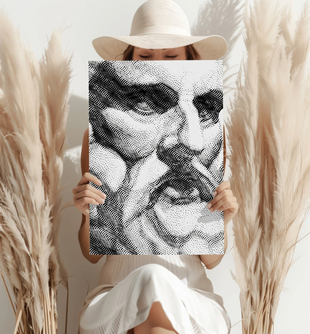 Wavy Line Face Profile Aluminum Print