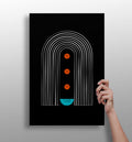 White Arch Tunnel Orange Dots Teal Moon Aluminum Print