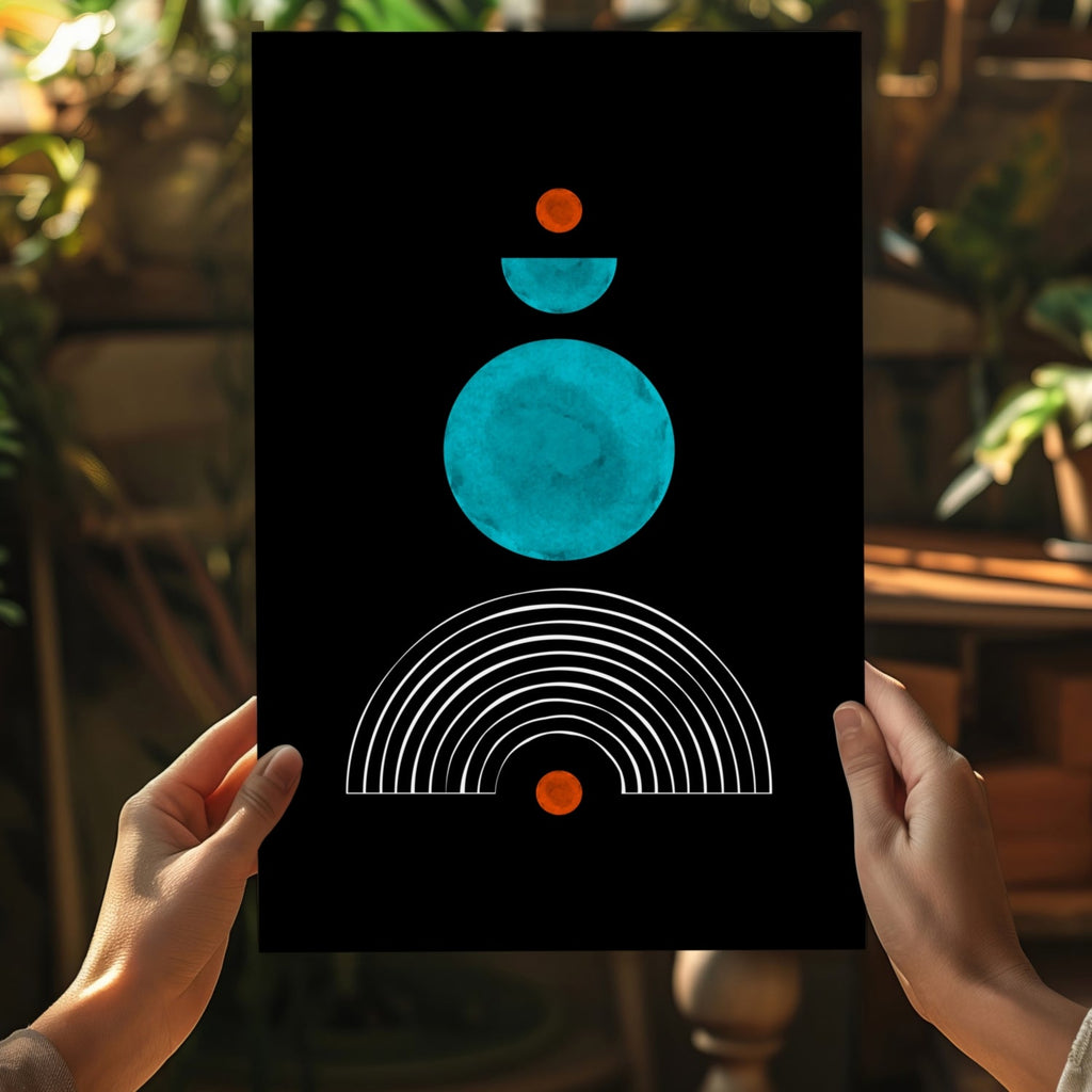 Teal Circle Stack Over White Arch Aluminum Print