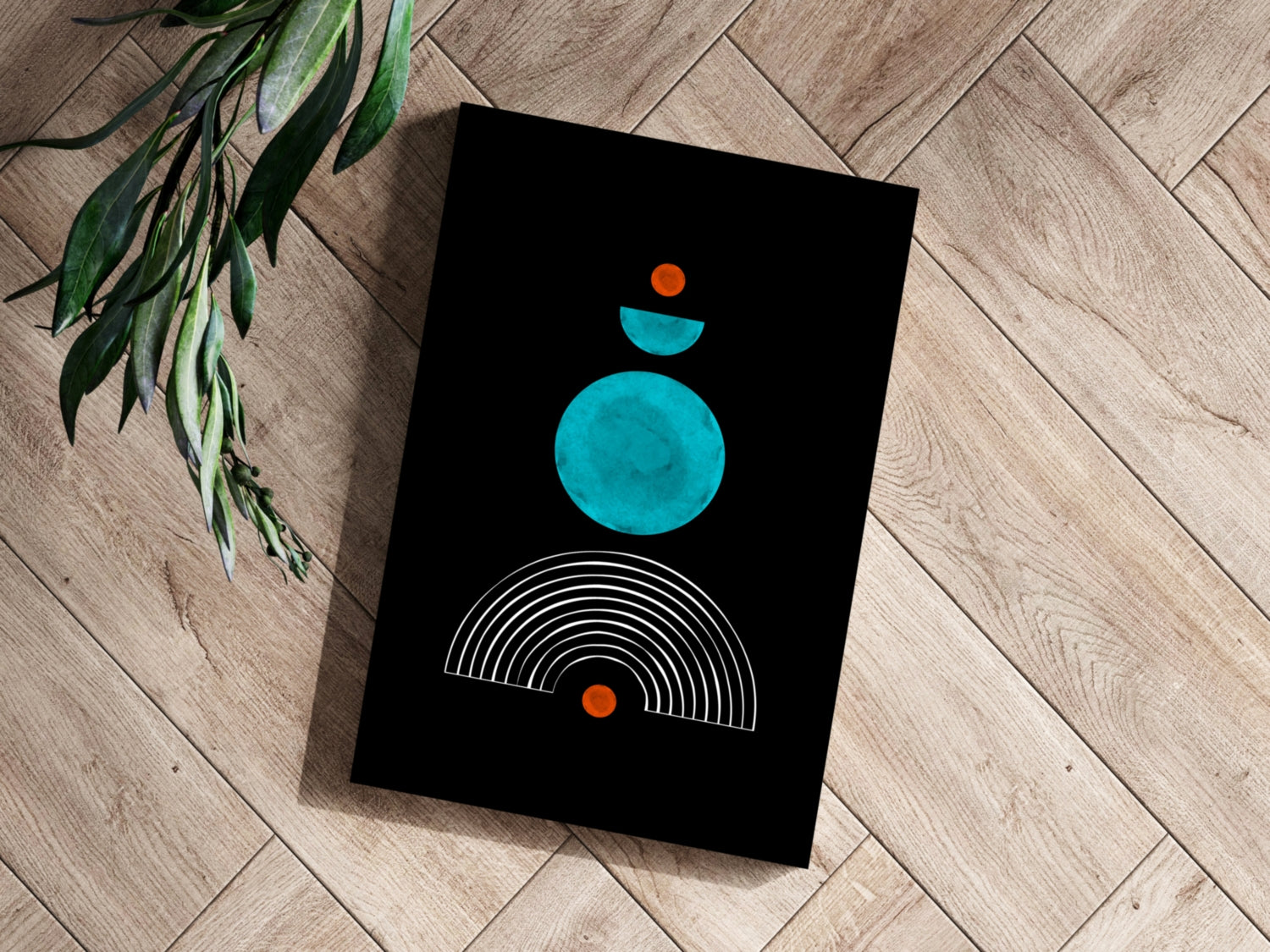 Teal Circle Stack Over White Arch Aluminum Print
