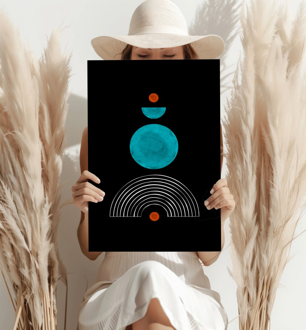 Teal Circle Stack Over White Arch Aluminum Print