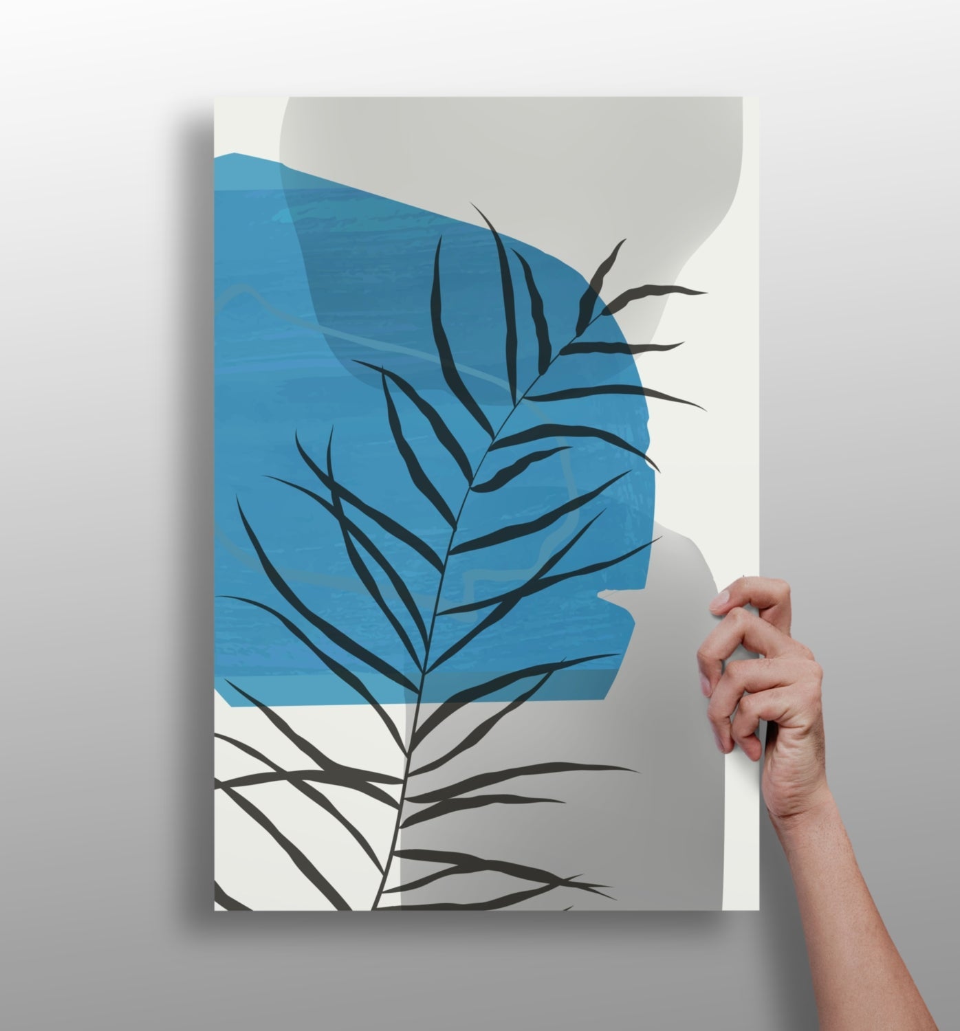 Blue Lagoon Palm Frond Shadow Aluminum Print